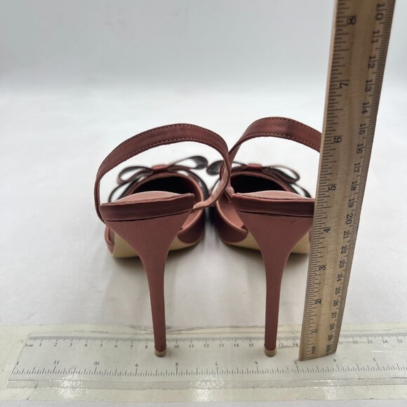 Brown Women Pointed Toe Stiletto Heels Sandals Bowtie Slip On Slingback Pumps - Picture 4 of 7